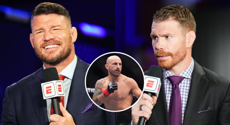 Split image of Michael Bisping, Paul Felder, and Alex Volkanovski